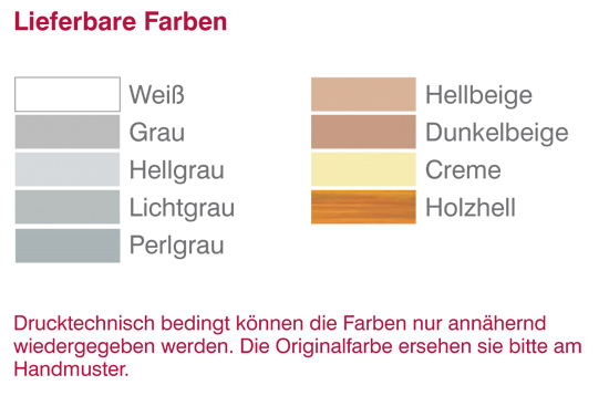 Lieferbare Farben
