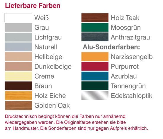 Lieferbare Farben